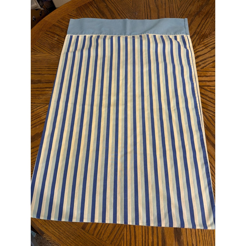 Vintage Dan River Blue White Striped Muslin Pillowcase Nautical USA Made 42x36